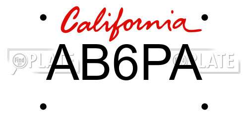 AB6PA California License Plate