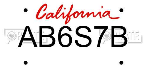 AB6S7B California License Plate