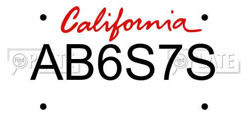 AB6S7S California License Plate