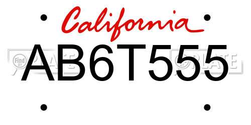 AB6T555 California License Plate