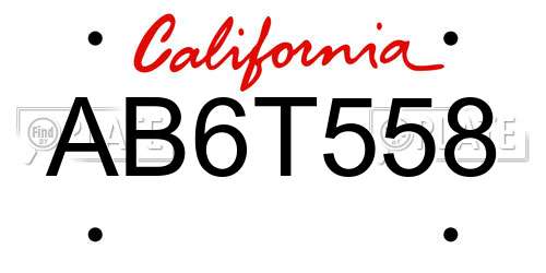 AB6T558 California License Plate