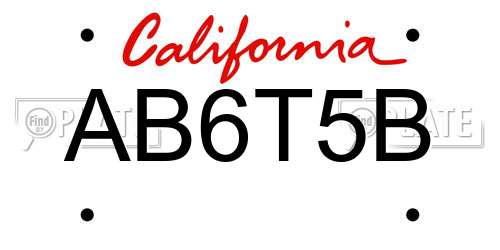 AB6T5B California License Plate