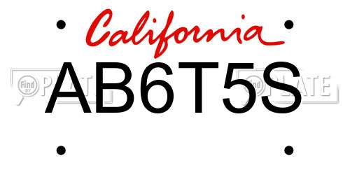 AB6T5S California License Plate