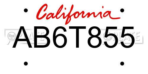 AB6T855 California License Plate
