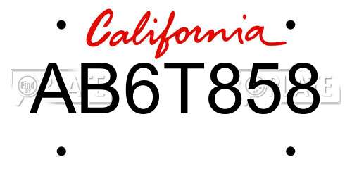 AB6T858 California License Plate