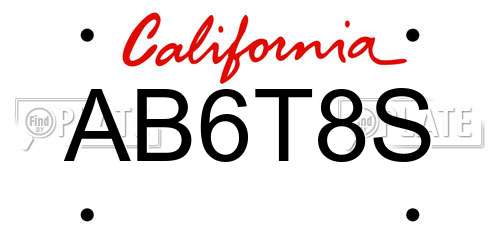 AB6T8S California License Plate