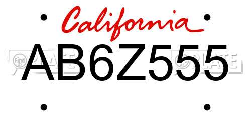 AB6Z555 California License Plate