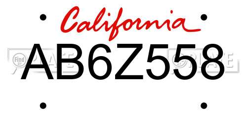 AB6Z558 California License Plate