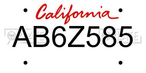 AB6Z585 California License Plate