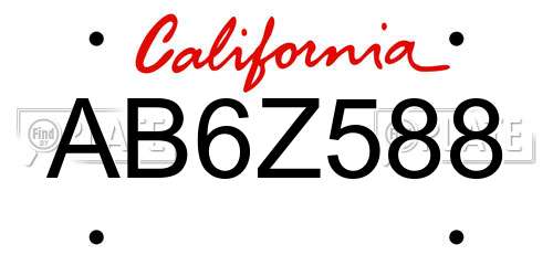 AB6Z588 California License Plate