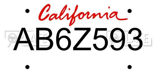 AB6Z593 California License Plate