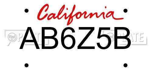 AB6Z5B California License Plate