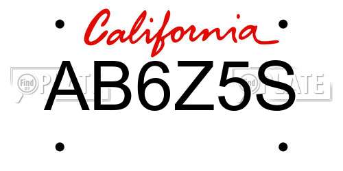 AB6Z5S California License Plate