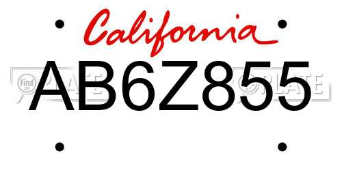AB6Z855 California License Plate