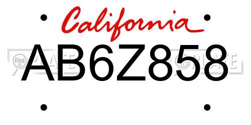 AB6Z858 California License Plate