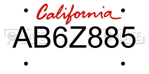 AB6Z885 California License Plate