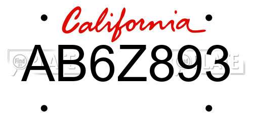 AB6Z893 California License Plate