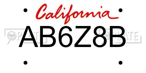 AB6Z8B California License Plate