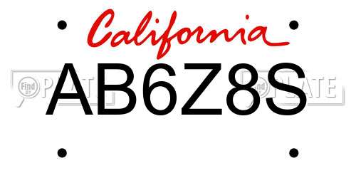 AB6Z8S California License Plate