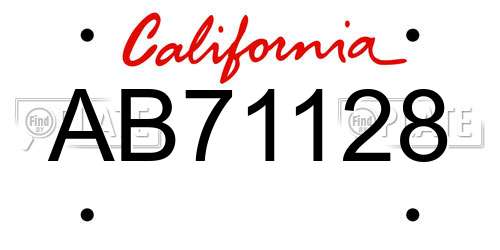 AB71128 California License Plate
