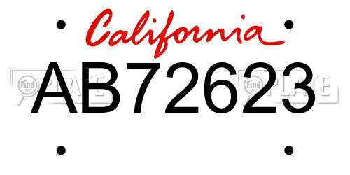 AB72623 California License Plate