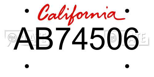 AB74506 California License Plate