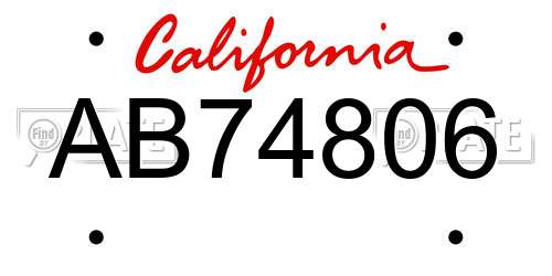 AB74806 California License Plate