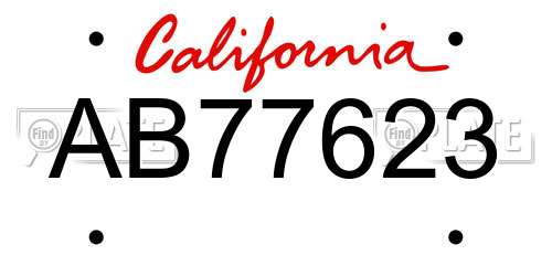 AB77623 California License Plate