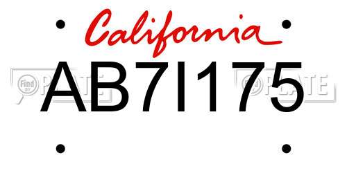 AB7I175 California License Plate
