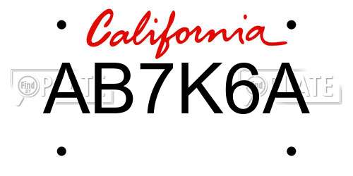 AB7K6A California License Plate
