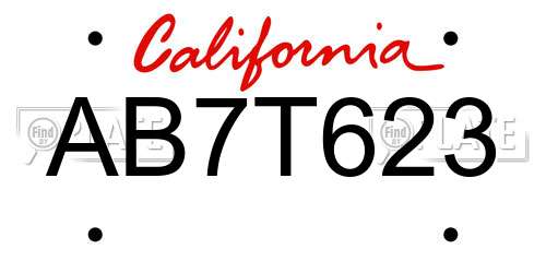 AB7T623 California License Plate