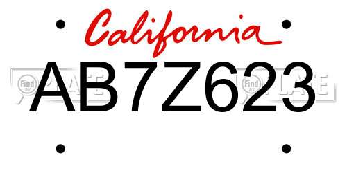 AB7Z623 California License Plate