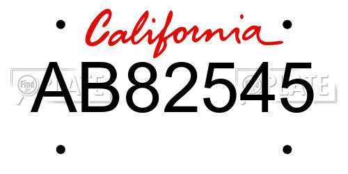 AB82545 California License Plate