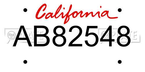 AB82548 California License Plate