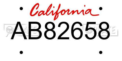 AB82658 California License Plate