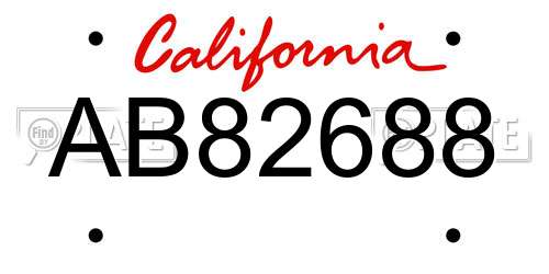 AB82688 California License Plate