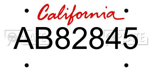 AB82845 California License Plate