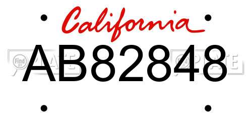 AB82848 California License Plate
