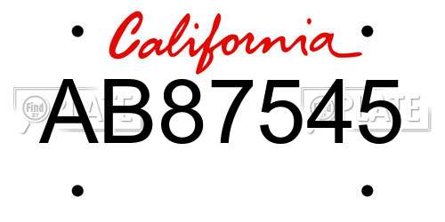 AB87545 California License Plate