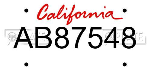 AB87548 California License Plate