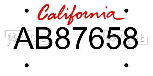 AB87658 California License Plate