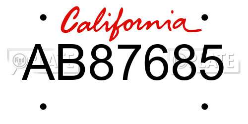 AB87685 California License Plate