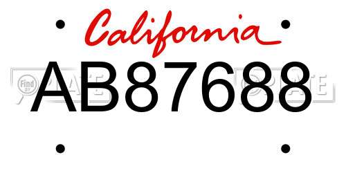 AB87688 California License Plate