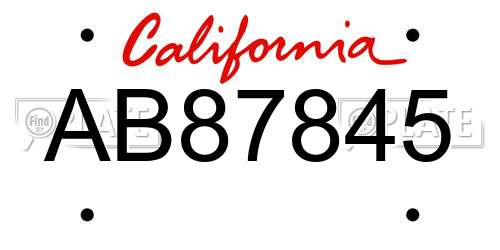 AB87845 California License Plate