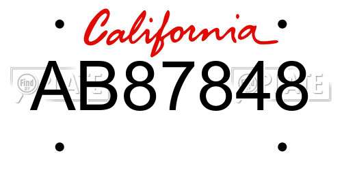 AB87848 California License Plate