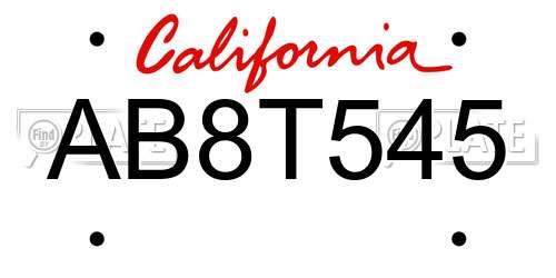 AB8T545 California License Plate