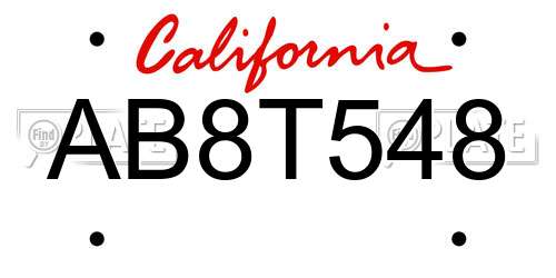 AB8T548 California License Plate