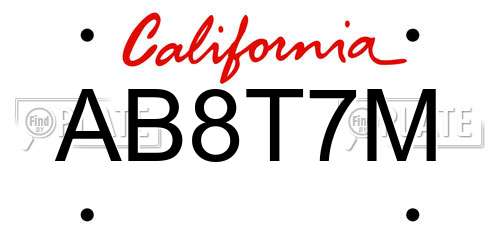 AB8T7M California License Plate