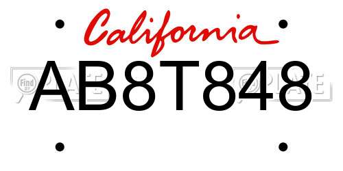 AB8T848 California License Plate
