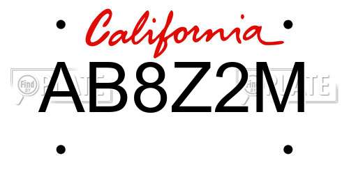 AB8Z2M California License Plate